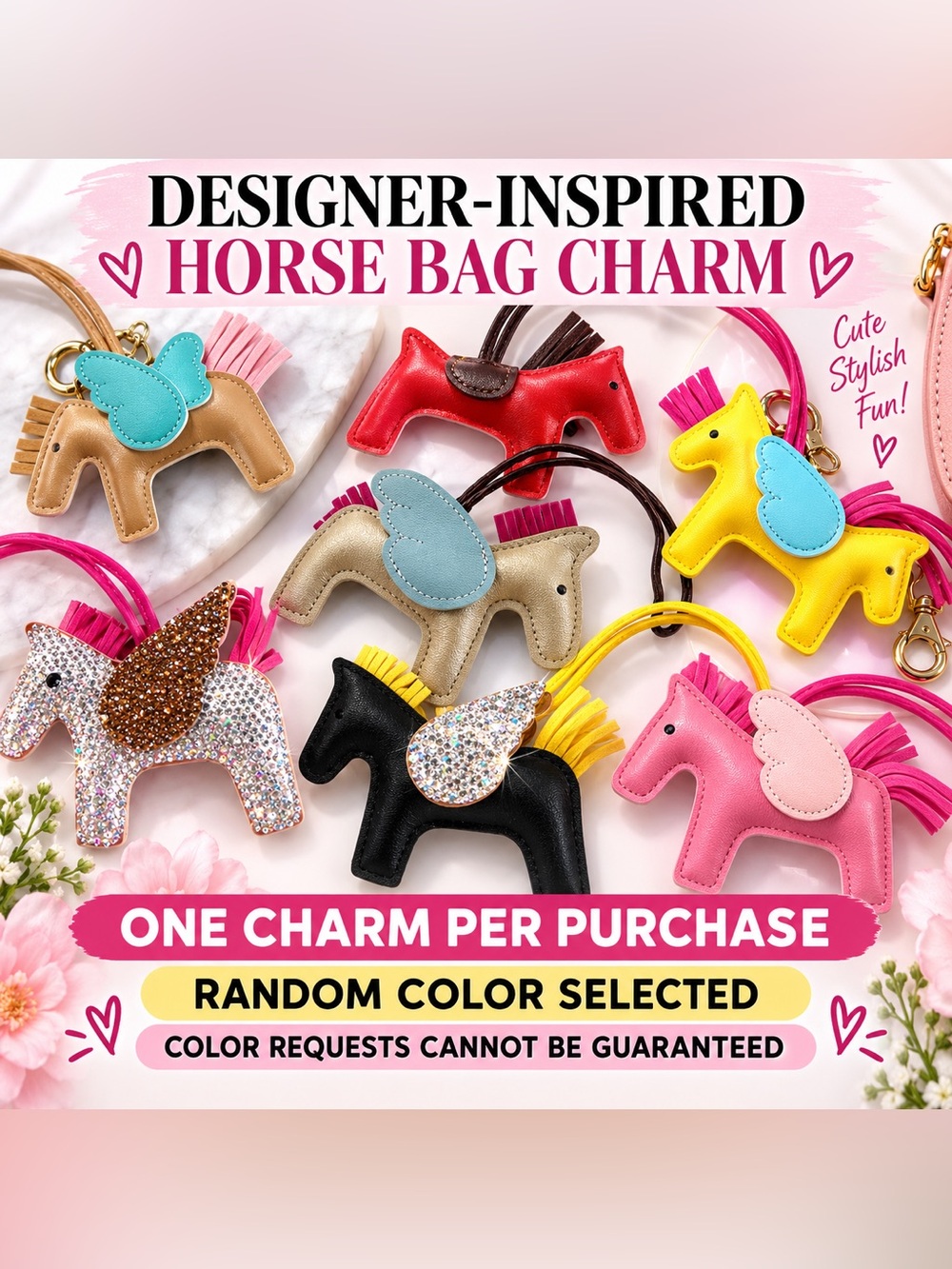 Assorted Winged Horse Purse Charm – One Random Color